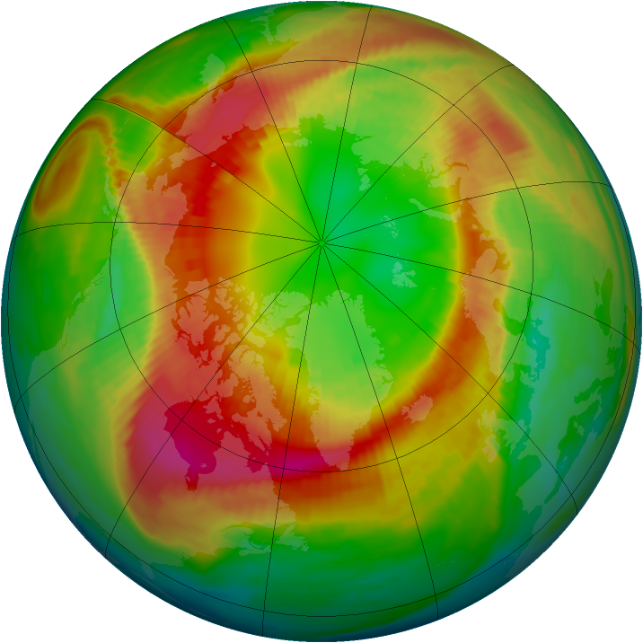 Arctic ozone map for 24 February 1990